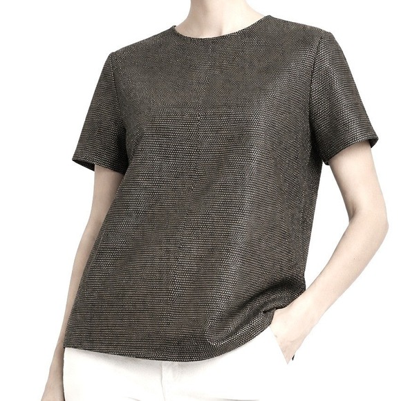 rag & bone Tops - RAG&BONE Black Gold Textured Structured Short Sleeve Top Size M